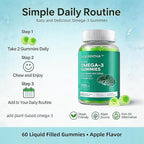 Vegan Omega-3 Algae Oil Supplement with DHA 300mg & EPA 150mg, Plant-Based Omega-3 with Vitamin D3 & K2, Fish-Free Algal Oil Softgels for Men & Women, 2 Pack, 120 Softgels, 60 Day Supply