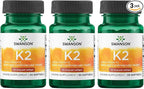 Swanson Natural Vitamin K2 (Menaquinone-7 from Natto) 50 mcg 30 Sgels (3 Pack)