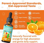 Appetite Booster Drops for Kids - Toddler Liquid Formula to Support Healthy Nutrient Absorption with Vitamins B1 B3 B6 B12 Zinc & L-Lysine - Ages 2+ - Sugar-Free 2 Fl Oz