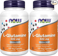 NOW Foods Supplements, L-Glutamine 500 mg, Nitrogen Transporter*, Amino Acid, 120 Veg Capsules, (Pack of 2)