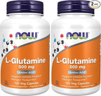 NOW Foods Supplements, L-Glutamine 500 mg, Nitrogen Transporter*, Amino Acid, 120 Veg Capsules, (Pack of 2)