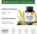 Sandhu's Mullein Capsules for Lungs with Quercetin | Mullein Leaf Extract Supplement for Immune, Lung & Respiratory Health Support | for Men & Women | 60 Count (Pack of 1)