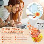 Sugar-Free Lutein Zeaxanthin Supplements Gummies (25mg) Vitamins A, C, E, Bilberry, Astaxanthin - Coconut Oil for Better Absorption - Adults & Teens Vision Health, Eye Strain, Dry Eyes - Vegan, 60Cts