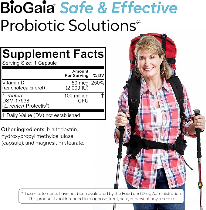BioGaia Protectis Immune Active Probiotic | Probiotic + Vitamin D | Supports Immune, Digestive and Overall Health | Probiotics for Men & Women | Capsules | 60 Day Supply
