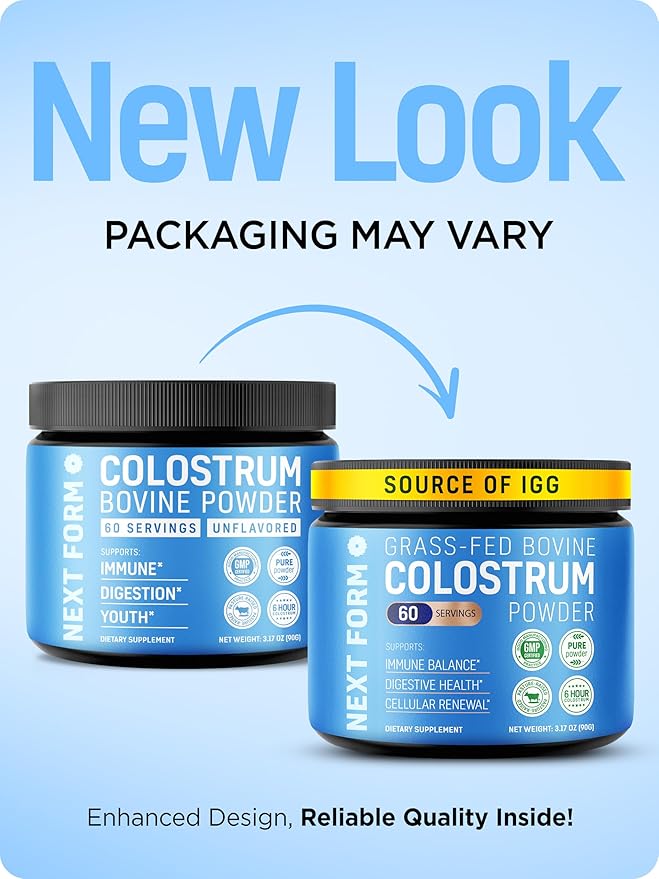 Bovine Colostrum Powder for Women &Men Source of IgG & IgA Grass-Fed, Pure Bovine Colostrum for Gut Health, Immune Support, Muscle Recovery & Wellness, Unflavored - 3.17 Oz - 60 Servings (Made in USA)