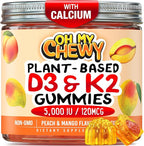 OH MY CHEWY Center-Filled Vitamin D3 K2 & Calcium Gummies - Supplement for Healthy Teeth, Bone & Energy - 5000 IU D3, 120 mcg K2(MK-7), 120 mg CA - Vegan & Non-GMO - 60 Count