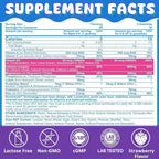 Kids Calcium Gummies + D3 & Magnesium for 4+, with Calcium Citrate Calcium Gluconate, Calcium Lactate, Probiotics & Prebiotics for Children Bone Health,Muscle Support,Digestive Health,Sugar Free 60Cts