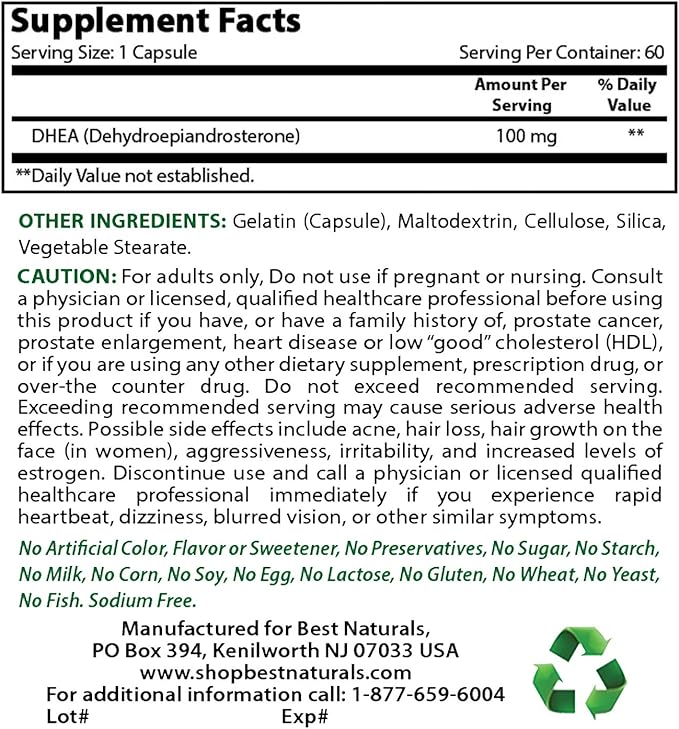 Best Naturals D-Mannose 1500mg & DHEA 100mg