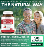 Blood Pressure Support Supplement (NON-GMO) Premium Natural Herbs, Vitamins & Berries - High Dosage of Hawthorn Berry Extract – Supports Blood Pressure Levels Already In The Normal Range – 90 Capsules