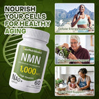 NMN Supplements 1000mg - High Purity NAD+ Precursor - Non-GMO - 60 Vegan Capsules