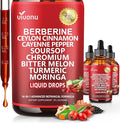 14-in-1 Berberine with Ceylon Cinnamon Supplement Liquid Drops, 1800mg + 30:1 Liposomal Tech with Cayenne Pepper Soursop Chromium Bitter Melon Turmeric Moringa Gymnema Glucomannan, GLP Support 3Bottle