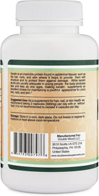 Keratin Hair Growth Vitamin (500mg per Serving, 120 Pills) Keratin Hair Treatment for Men and Women (Vital Protein for Hair, Skin, and Nails) Vitaminas para El Cabello, Vegan Safe by Double Wood