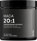 Toniiq Maca Root - Ultra High Potency 20:1 Extract - Black, Red and Yellow Maca Complex - Single Origin, Wildcrafted & Highly Concentrated - Third-Party Lab Tested - 90 Capsules