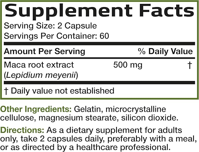 Bronson Maca Root Lepidium Meyenii Non-GMO, 120 Vegetarian Capsules