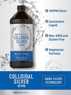 Carlyle Colloidal Silver Liquid | 10 PPM | 16 fl. Oz (473 mL) | with Nano Silver Technology Solutions | Vegetarian, Non-GMO, Gluten Free Supplement