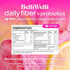 BelliWelli Fiber Supplement for Women & Men Premium Daily Fiber Powder from Organic Acacia with Added Collagen Electrolytes & Probiotics No Bloat Constipation & Gut Health Support(Strawberry Lemonade)