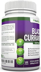 Black Currant Oil - 1000 Mg - 180 Softgels - Cold-Pressed Pure Black Currant Seed Oil - Hexane Free - 140mg GLA Per Serving - Regulates Hormonal Balance - Great For Immune System, Hair and Skin
