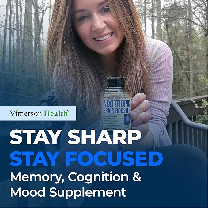 Nootropics Brain Support Supplement - Nootropic Brain Booster for Improved Focus, Concentration & Memory. Brain Nootropic for Brain Health, Mood & Energy Support. Non-GMO. Made in the USA. 60 Capsules