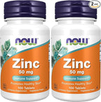 NOW Supplements, Zinc (Zinc Gluconate) 50 mg, Supports Enzyme Functions*, Immune Support*, 100 Tablets (Pack of 2)