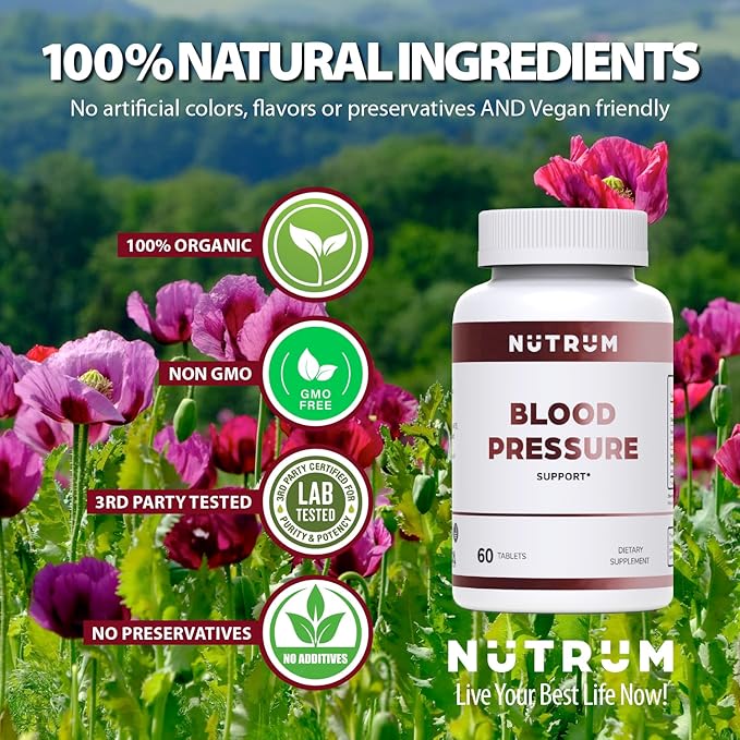 Blood Pressure Support – Premium Heart & Circulation Formula - Third Party Tested, Non-GMO, Made in USA
