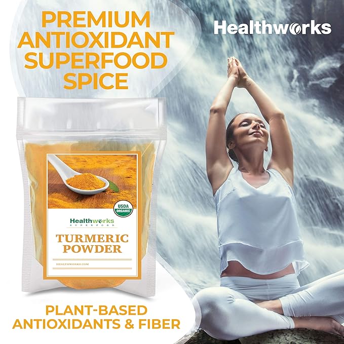 Healthworks Superfoods Turmeric Powder Organic - 32 Oz / 2 Lbs - Ground Raw Organic, Curcumin, Keto, Paleo, Vegan and Non-GMO