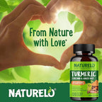 NATURELO Turmeric Curcumin - BioPerine for Better Absorption - Black Pepper, Ginger Root, Curcuminoids - Plant-Based Joint Discomfort Support - 120 Vegan Capsules