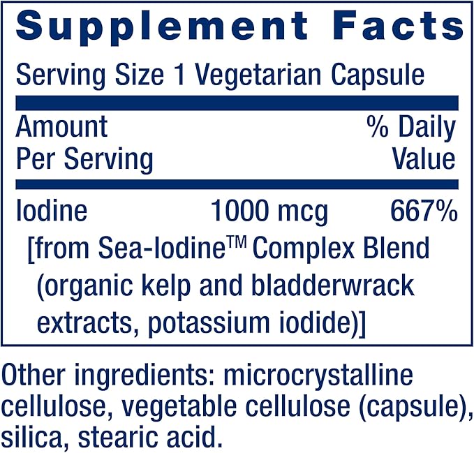 Life Extension Taurine 1000mg and Sea-Iodine 60 Capsules Supplement Bundle