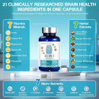 Brain Supplements for Memory and Focus, 21-in-1 Brain Supplement for Mental Alertness, Cognitive with 300mg Alpha-GPC, 300mg Lion’s Mane, L-Theanine, Phosphatidylserine, Vitamins B6 B12, 90 Capsules