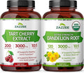 Zazzee Herbal Uric Acid Cleanse Bundle | USDA Organic Dandelion Root Extract Capsules Plus Super Concentrated 10:1 Tart Cherry Extract Capsules | Non-GMO Vegan & ISO Lab Tested