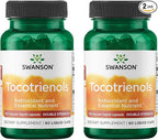 Swanson Double Strength Tocotrienols Antioxidant Supplement for Heart-Health-Conscious Adults with Delta- and Gamma-Tocotrienols (60 Liquid Capsules, 100 mg Each, 2 Pack)