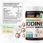 BIO KRAUTER® Iodine with Zinc and Selenium for Thyroid Support - Vegan Potassium Iodide for Antioxidant & Immune Support - Selenium Supplements for Women - 60 Gummies, Non-GMO, Apple Flavor