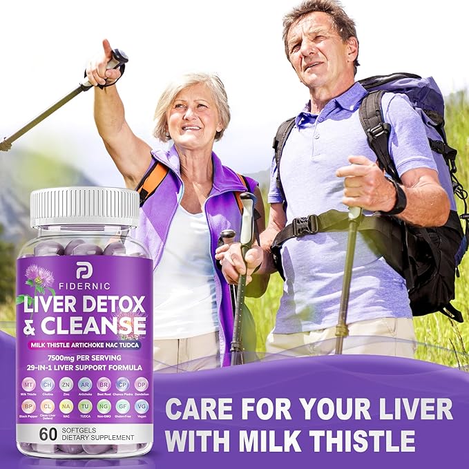 Liver Cleanse Detox & Repair - Herbal Liver Support Milk Thistle Supplement, 7500mg Strength Liver Health Support with Silymarin Artichoke Extract Dandelion Beet TUDCA Choline NAC, 60 Softgels