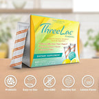Global Health Trax ThreeLac Lemon Probiotic Drink Mix for Digestive Health - Advanced Probiotic Powder Formula for Men, Women, and Kids - Immune Support & Gut Balance, Non-GMO - 180 Packets