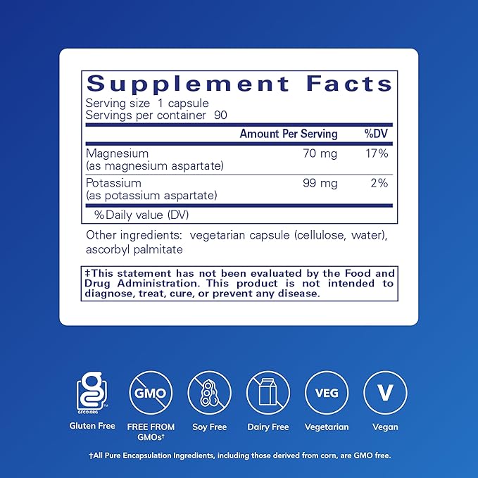 Pure Encapsulations Potassium Magnesium (Aspartate) | Supplement to Support Heart, Muscular, Bone, and Nerve Health* | 90 Capsules