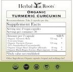 Herbal Roots - Turmeric Curcumin Capsules - Extra Strength - 1000mg Pure Organic Turmeric Supplement, 95% Standardized Curcumin Extract with BioPerine Pepper and Ginger