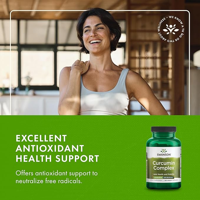 Swanson Curcumin Complex - Herbal Supplement Supporting Joint Health, Mobility & Physical Function - Standardized with BioPerine for Maximum Absorption - (120 Veggie Capsules) (2 Pack)