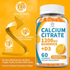 (3 Pack) Calcium Citrate 1200 mg Gummies with Vitamin D3, High Absorption Calcium Supplements for Women & Men, Sugar Free, Non-GMO, Gluten Free, Supports Muscle & Immune - Orange Flavor
