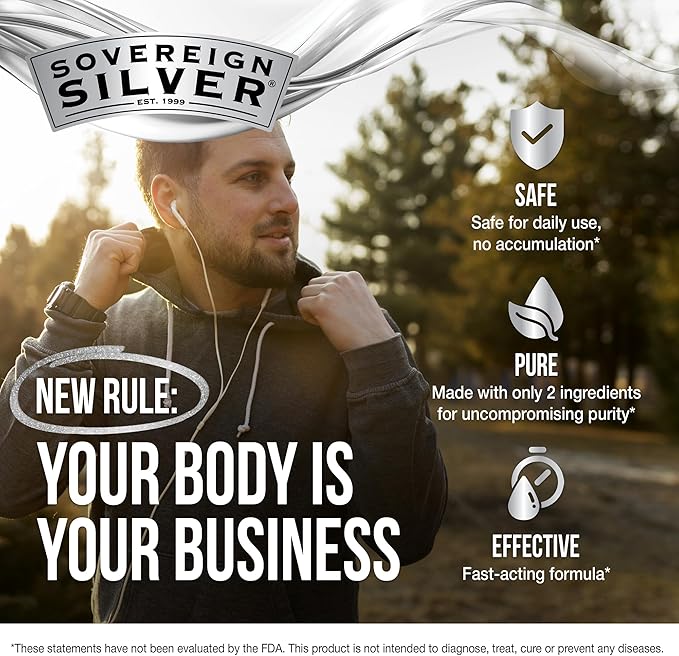 Sovereign Silver Bio-Active Silver Hydrosol for Immune Support - Colloidal Silver Liquid -10 ppm, 16oz (473mL) - Value Size