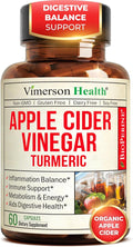 Organic Apple Cider Vinegar with Turmeric Curcumin Supplement & Ginger for Digestive Health, Metabolism, Energy & Joint Support – Organic Turmeric & Apple Cider Vinegar Capsules – 60 Vegan Non-GMO