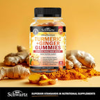 Turmeric Curcumin with Ginger Gummies - Natural Extra Strength Joint Support Supplement, Delicious Peach Flavor Ultra High Absorption Turmeric Supplement Non-GMO, Gluten Free 120 Count