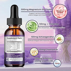 Magnesium Glycinate Liquid Drops 500mg, with Vitamin B6, Ashwagandha, L - Theanine, Chamomile, Magnesium Glycinate Supplement High Absorption for Sleep, Stress, Energy, Mood - Cherry Flavor