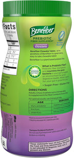 Benefiber Chewable Prebiotic GLP-1 Friendly Fiber Supplement Tablets for Digestive Health, Assorted Fruit Flavors - 100 Count (Pack of 12)