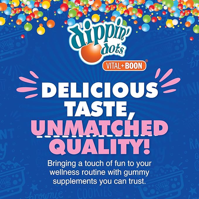 Dippin' Dots - Melatonin Gummies for Kids & Adults (30 Day Supply) Strawberry Sunset Creme Flavor | 2.5mg Per Kids Melatonin Supplement for Faster & Longer Sleep | Gummies for Children (60 Count)