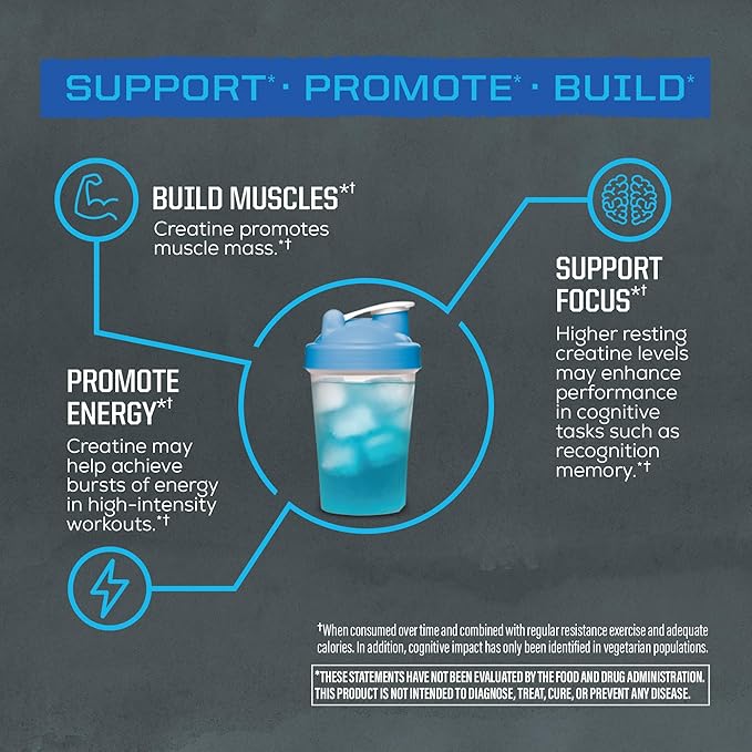 Creatine Monohydrate Powder Micronized PreWorkout Recovery Supplement | Support Muscle Building, Strength Training, Cognition | Vegan & Keto Friendly Easily Mixes (50 Servings) Blue Raspberry Flavored