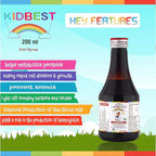 HealthBest Kidbest Iron (Haematinic) Syrup, Zinc, Folic Acid, 200 ML (Pack of 2)