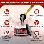 25g Shilajit Pure Himalayan Organic - Shilajit Resin Contains Natural Fulvic, Humic Acid & 85+ Trace Minerals - Support for Energy Production, Brain Health, Immune System & Body Balance