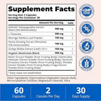 KSM-66 Ashwagandha Supplements | Ashwagandha Root Extract for Women & Men | 10-in-1 Adaptogen Complex for Cortisol Manager, Stress, Energy & Immune Support | 60 Vegan Capsules