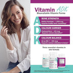 ADK Vitamin Supplement – Vitamins A, D3 & K2 MK-7 for Bone Health & Calcium Absorption – Gluten-Free, Non-GMO, Soy-Free – 60 Capsules (2-Month Supply)