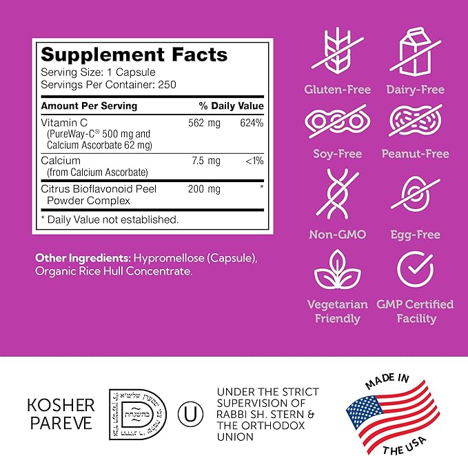 Zahler Vitamin C 500mg - Bioflavonoids - Gentle on Stomach - Immune Support - Gluten Free Non-GMO Vitamin C Supplement for Adults (250 Count)