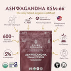 TRIBE ORGANICS KSM-66 Ashwagandha Root Extract Powder Ayurvedic Herb for Mood Support | Increase Energy | Strength - Organic | Natural | Gluten Free | Non GMO | Full-Spectrum - 100g Pouch